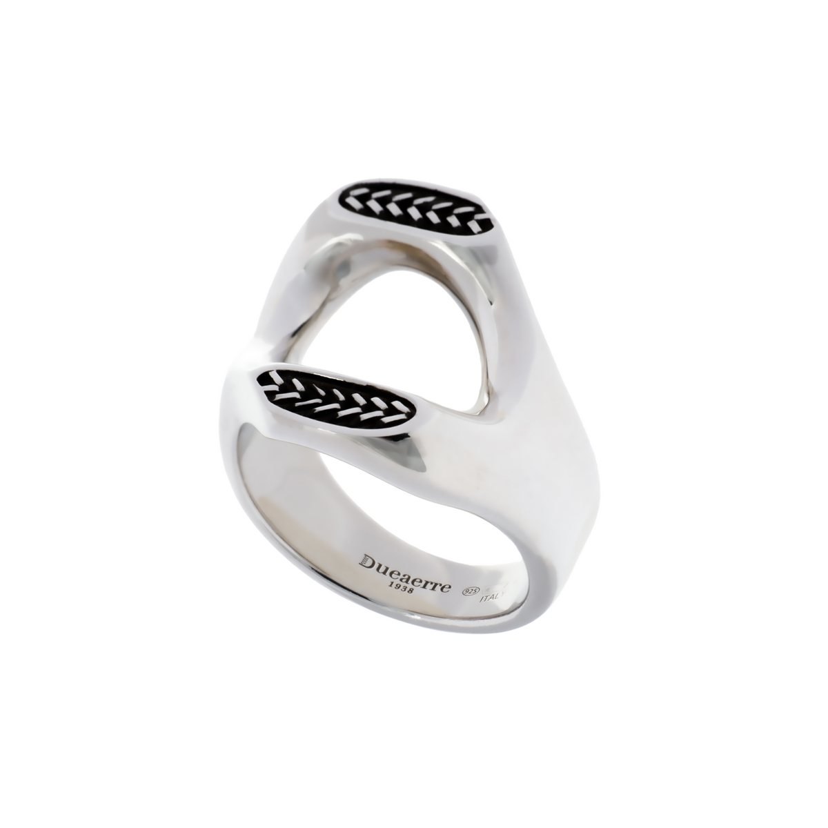 Anello rock spiga realizzato in argento 925 brunito dal brand dueaerre 1938